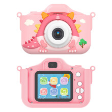 Dinosaur Kids Camera for Aged 6+ 48MP 1080P HD Kids Digital Camera with Music and Game Fun Birthday Idea Gifts for Kids Pink