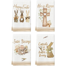 4PCS Spring Holiday Tea Towels, Cute Easter Designs for Kitchen or Bathroom, Great for Gift, Party Decor & Everyday Use in AprilAA101PC