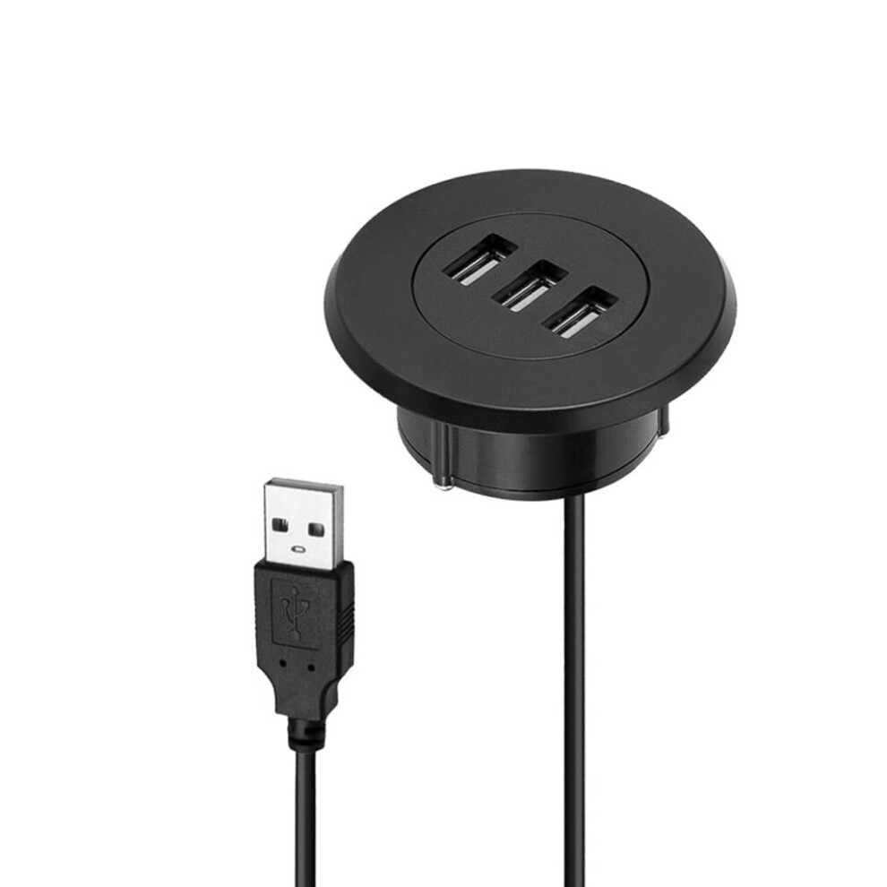 5Cm Grommet Hole In-Desk Mounting 3 Ports Usb 2.0 Hub For Laptop Pc Computer 9464372718856