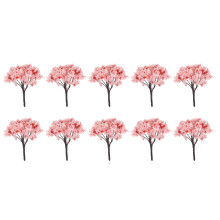 10Pcs Artificial Cherry Blossom Trees Pink Faux Bonsai for Model Scenery Decoration
