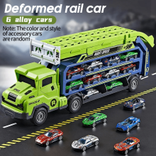 Kids Car Track Toy Carrier with 6 Alloy Race Cars and
