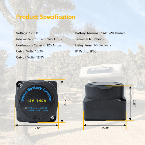 12V140A VSR Διπλός Έξυπνος Απομονωτής Μπαταρίας | Συμβατό με RV, Θαλάσσιο Όχημα, 2