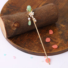 (Ji Qing Mu Yun-Short Tassel) Vintage Pearl Hair Sticks, Floral Hair Accessories