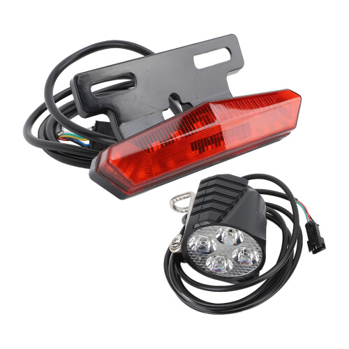 Electric Headlight & Tail Light Set 24-48V LED Warning Lights with Horn Switch