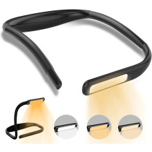 LED Neck Reading Light, 3 Color Modes & Adjustable Brightness, Bendable Arm Lamp for Bed, Camping, Night Walks – Black, 1PC
