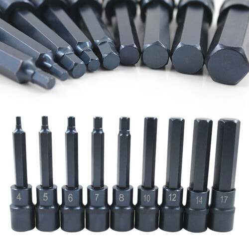 Complete Set Of 9 Optional Sizes Hex Socket Wrench Screwdriver 1/2 Drive 2
