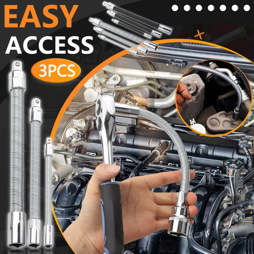3Pcs Flexible Extension Bar Set for Socket Wrenches, Drill Bits – Compatible with Standard Tools 2