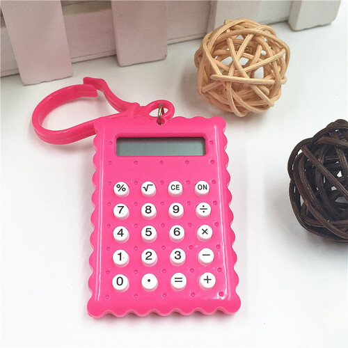 Mini Calculator,Portable 8-Digit LCD,Cute Keychain,Exam Use,PS Material,High Sensitivity,with Button Battery