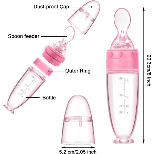 Silicone Baby Spoons with Standing Base 2 Pieces Pink 1