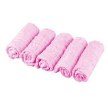 5-Pack Organic Cotton Muslin Washcloths – Soft Reusable Face Towels & Wipes for Sensitive Skin, Bath, Makeup Removal (Pink)
