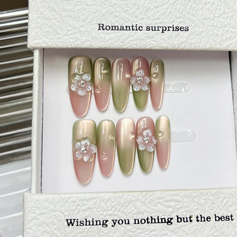 Reach-Tools (Xs) 10Pcs Pink Green Press On Nails Reusable