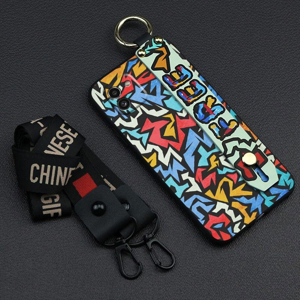 Phone Case Compatible With Samsung Galaxy A03 Global/Sm-A035f Â Soft Silicone, Waterproof, Shockproof, Graffiti Design, Lanyard Ring & Kickstand 9193271204558