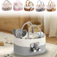 Panier de rangement en corde de coton – Organisateur ludique pour bébé, respirant et pliable, 33,2 x 18 cm, pour la chambre d'enfant et la maison