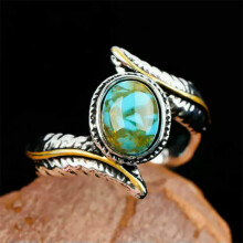 925 Silver Plated Turquoise Ring for Women Wedding Party Jewelry Rings SZ 6-13-Turquoise #14-8