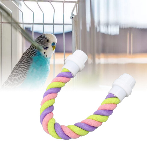 Bird Rope Perch Small Pink/Green/Purple Stand