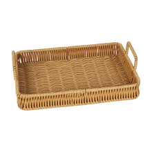 Woven Storage Basket Hand Woven Desktop Storage Box Bathroom and Kitchen Storage Basket with Handles For Home Office Storage(S)