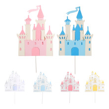 Decorazioni per torte a forma di castello - Carta e plastica di colori assortiti per feste di compleanno e matrimoni (6 pezzi)