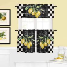Tropical Lemon Kitchen Curtain Set Rod Pocket 3-Piece