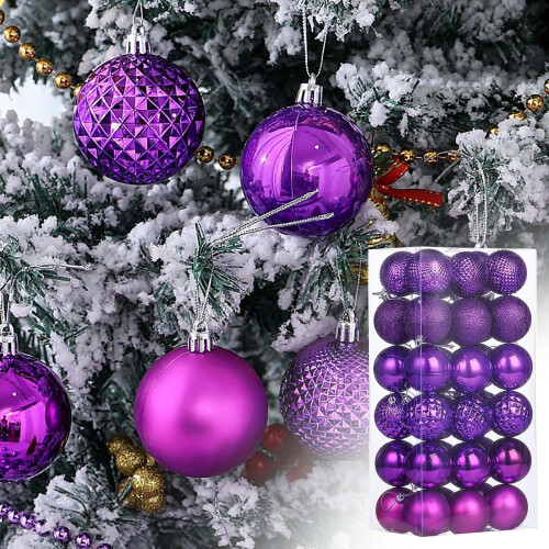 Purple Electroplated Christmas Balls, 36pcs 1