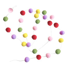 Macaron Pom-Pom Hanging Garland – Soft Plush Tassel Banner for Teen Room, Nursery, Photo Prop, Boho Wall Decor, Shower & Birthday Party – 1X