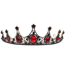 FOXNOVO 1Pc Queen Crowns for Women Red Alloy Bridal Headpiece for Role-Playing Performances