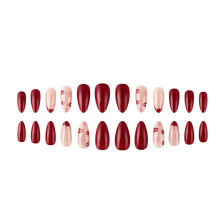 Valentines Day False Nails Medium Almond 24 pcs