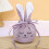 Easter Bunny Velvet Drawstring Gift Bag – Purple, 14 x 11 1