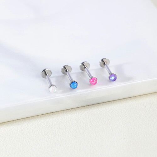 16G Δαχτυλίδια χειλιών Labret από ανοξείδωτο ατσάλι, ρητίνη, αυτί Opal Helix, κόγχη, 2