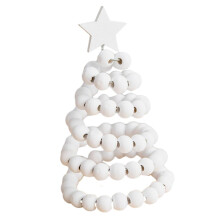 Tabletop Christmas Tree Ornament with White Beads