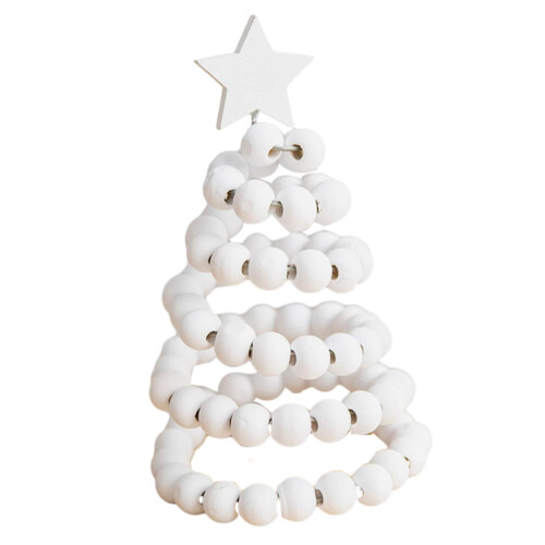 Tabletop Christmas Tree Ornament with White Beads