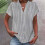 Γυναικείο ριγέ τοπ με κοντό μανίκι και λαιμόκοψη V, casual εφαρμογή για καθημερινή 1