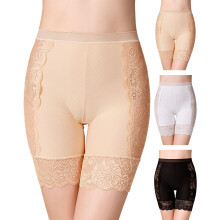 Women Safty Pants Stretchy See-through Mesh Patchwork High Waist Tummy Control Safty Shorts Female Clothes,White,XL