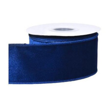 Nastro di velluto con bordo rinforzato, 6 cm x 2,4 m, blu cobalto, ideale per decorazioni natalizie come albero, fiocchi, ghirlande, confezioni