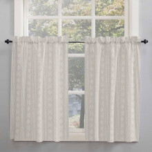 Boho Beige Geometric Short Curtains 52x63 in Farmhouse