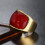 Gold-Plated Stainless Steel Brown Stone Ring 4
