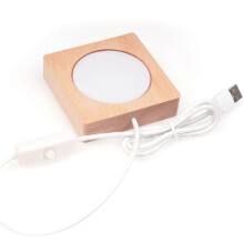 LED display stand wooden base with crystal glass