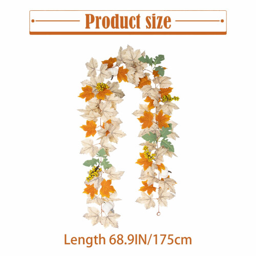 Maple Leaf Garland with Pumpkins Berries Pinecones 6ft 2