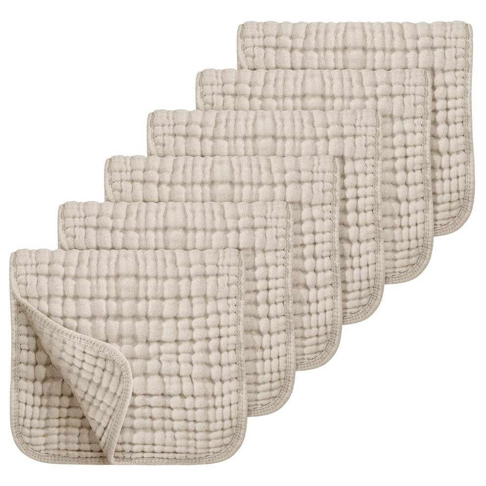 100% Cotton Muslin Burp Cloths Large 20''x10'' Extra Soft and Absorbent 6 Pack Baby Burping Cloth for Boys and Girls (Apricot)