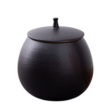 Ceramic Sugar Bowl with Lid, Airtight Coffee/Tea Canister, Compatible with Kitchen & Coffee Bar, Black, 0.4L