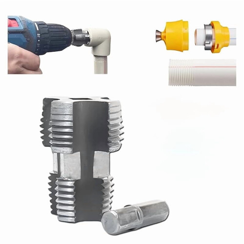 PVC Pipe Threader Kit Compatible with Electric Drill, 3 Dies (1/2", 3/4", 1"), External Threading Tool for Plumbers
