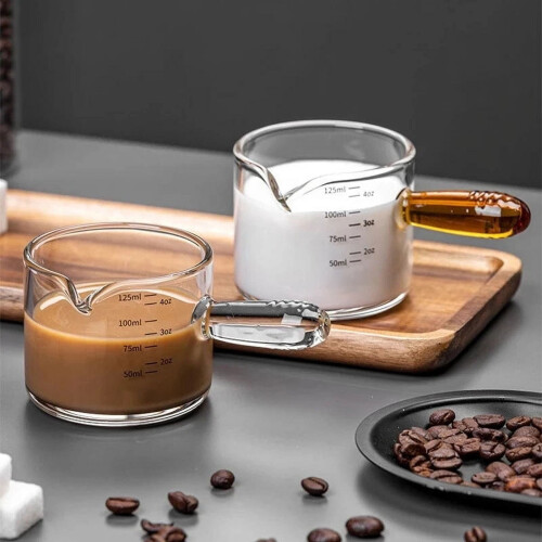 60/125ml Κύπελλο μέτρησης εσπρέσο με λαβή από έγχρωμο γυαλί, κανάτα γάλακτος σε σχήμα 1