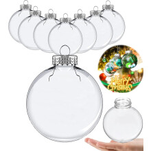 Triani 12Pcs 3.14" Transparent Round Baubles, Fillable Hanging Balls with Removable Top – for Christmas Tree, Wedding & Party Decor