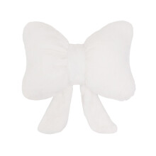 White Bow Pillow – Soft Faux Rabbit Fur & Velvet, 12" Bow-Shaped Plush Cushion for Bedroom, Sofa, Couch – Aesthetic Home Decor
