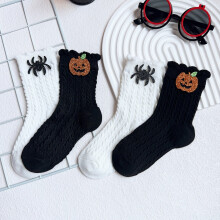 4 Pairs Kids Halloween Pumpkin Socks Baby Halloween Floor Socks Thin Breathable Halloween Stockings Gift for Party