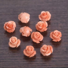 10 stk. rosenblomst 6 mm 8 mm 10 mm harpiks kunstig koral løse perler gør-det-selv smykker - rustbrun - 10 mm