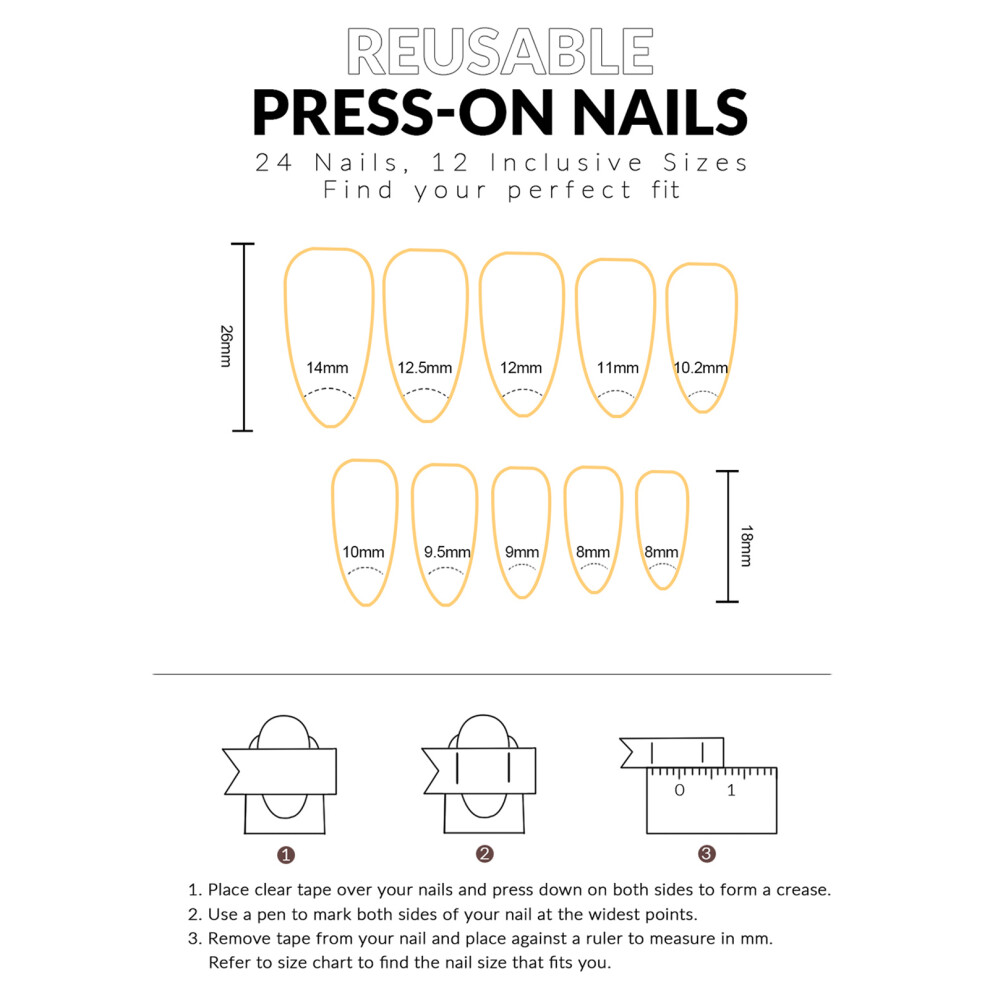 Dcph-Clothing 24Pcs Press-On Nails, Odorless & Eco-Friendly