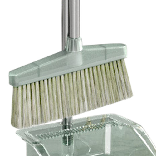 Set spazzola e scopa verde con pala e manico lungo, in PP e acciaio, 680g 2