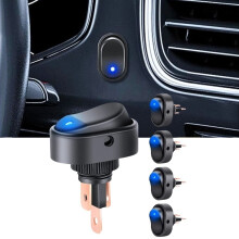 5 interruptores basculantes LED azules de 12 V, 30 A SPST, orificio de 12 mm, para automóviles, vehículos recreativos, embarcaciones y motocicletas