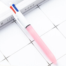 Stylo à bille multicolore 4 en 1 pour bureau et études, stylo marqueur à pression, stylo à bille en plastique 2 ml (rose)