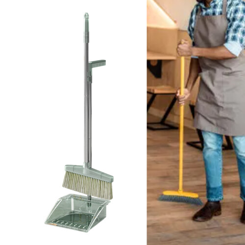 Space-Saving Broom and Dustpan Set
